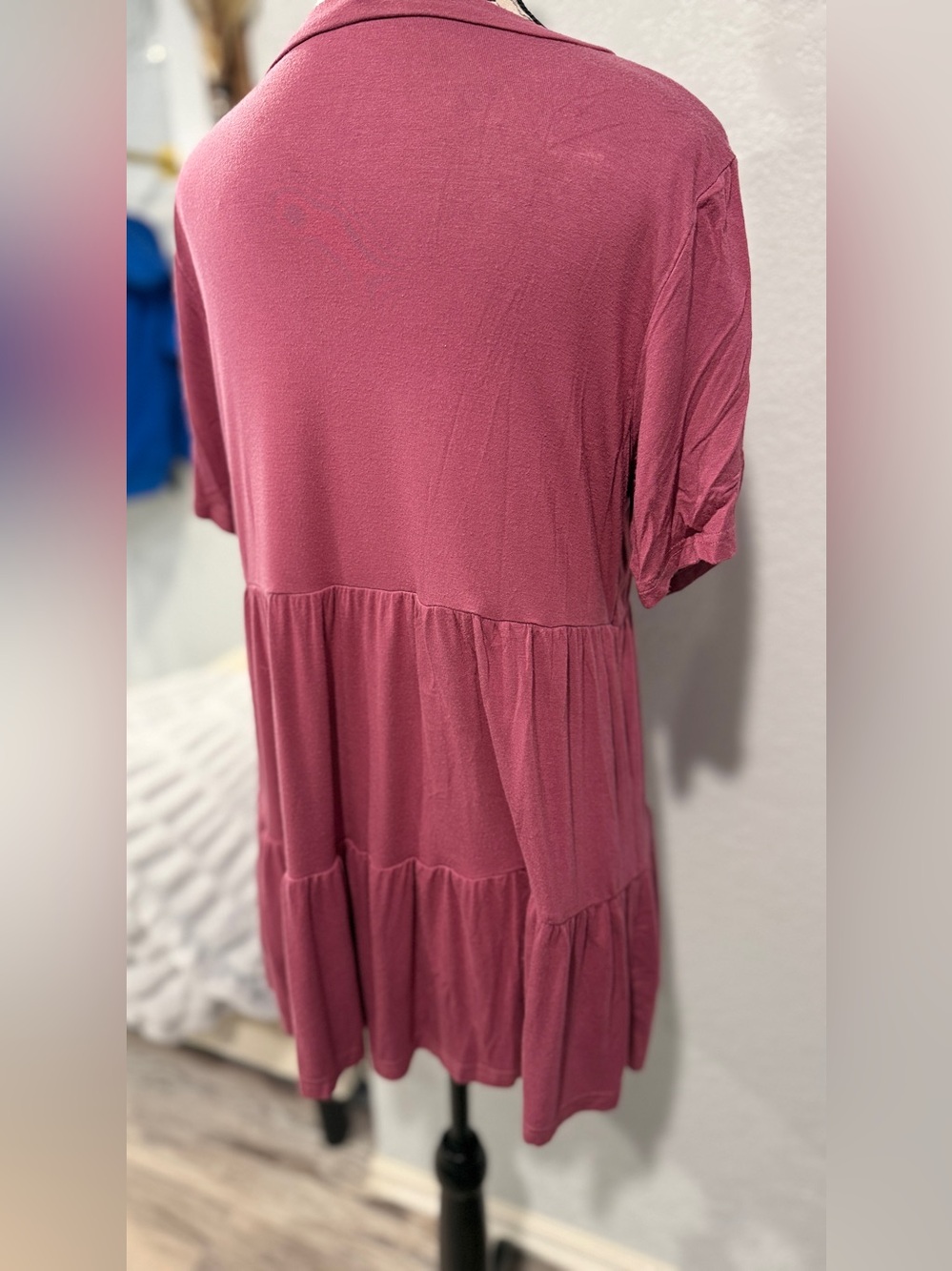 Boutique Maternity Top Size Medium Mauve Babydoll Tunic Tiered Shirt - Picture 5 of 6